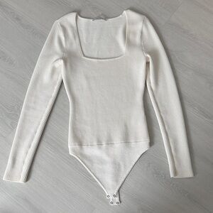 Abercrombie & Fitch Cream Ribbed Bodysuit